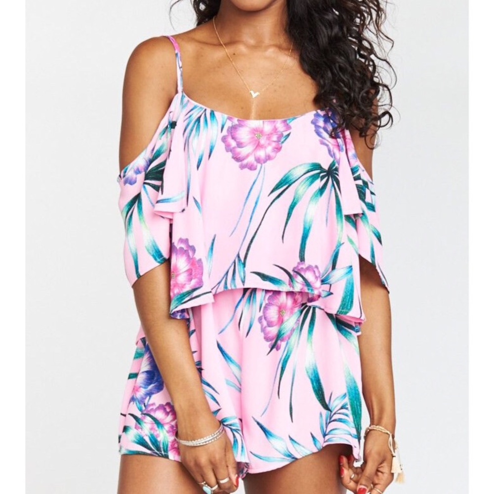 SALE Show Me Your Mumu Quinn Ruffle Romper Pink Floral